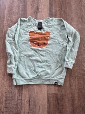 Kids Bear Graphic Sweatshirt in Mint Green